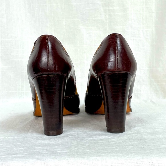 Vintage MISS REFREW Spectator Leather Suede Mary Janes Heels brown made in Italy - Picture 4 of 16